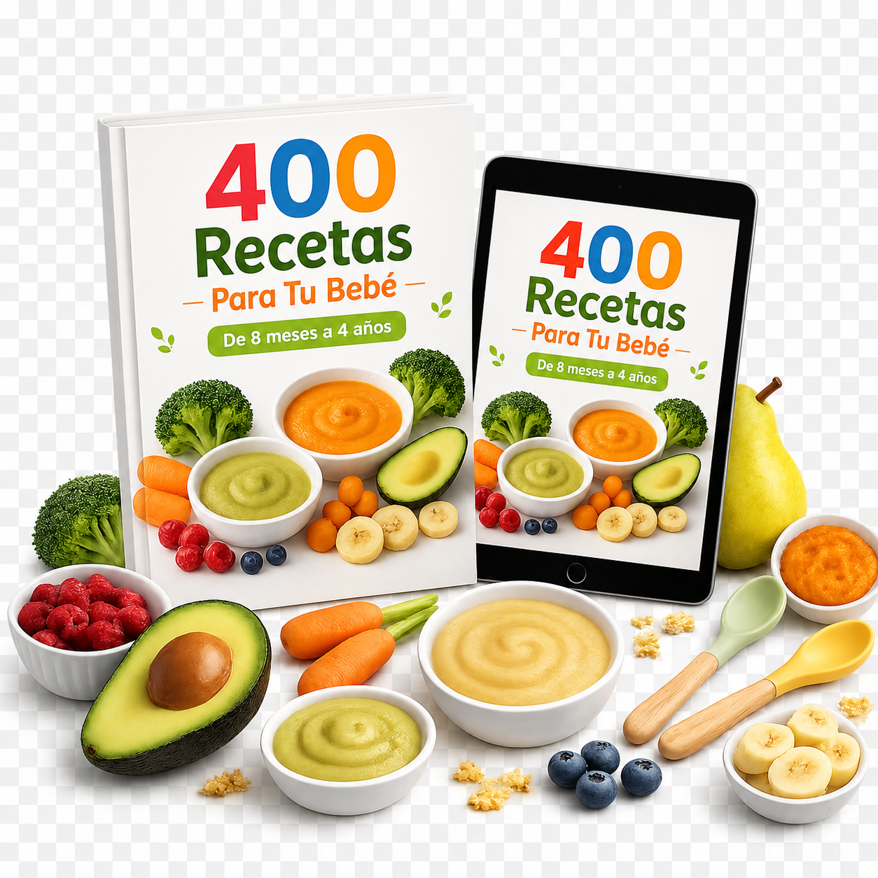 400 Recetas para tu Bebé — libro y tablet